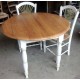 Table ronde pied peint 2 allonges en chêne relooking possible