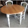 Table ronde pied peint 2 allonges en chêne relooking possible