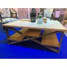 Table de salon métal chêne vernis