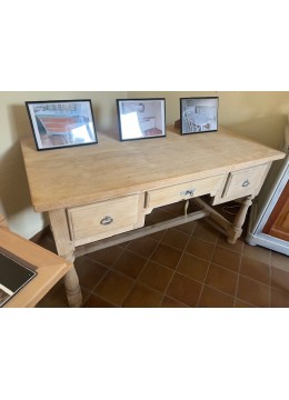Table ronde d 110 avec 2 allonges de service en merisier