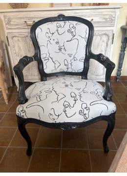 Fauteuil cabriolet hêtre peint