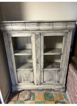 Meuble de coin en chêne peint