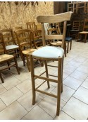 Tabouret directoire en chêne assise similicuir