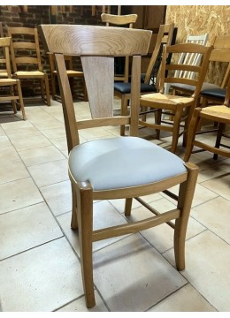 Chaise directoire en chêne assise similicuir