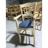 Fauteuil haut de table pro frêne similicuir bleu gris