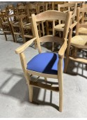 Fauteuil haut de table pro frêne similicuir bleu gris