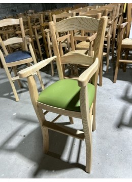 Fauteuil haut de table pro frêne similicuir vert