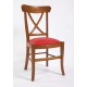 Chaise de salle Directoire à croisillons capitonnée en chêne, merisier ou noyer