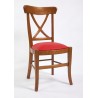 Chaise de salle Directoire à croisillons capitonnée en chêne, merisier ou noyer