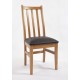 Chaise 3 barres verticales capitonnage noir en chêne