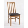 Chaise 3 barres verticales capitonnage noir en chêne