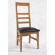 Chaise 3 barres horizontales capitonnage noir en chêne