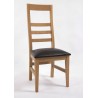 Chaise 3 barres horizontales capitonnage noir en chêne
