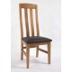 Chaise 2 barres verticales capitonnage noir en chêne