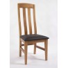 Chaise 2 barres verticales capitonnage noir en chêne